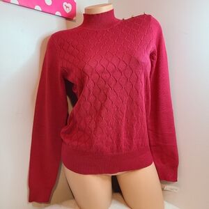 Love Scarlett Classic Red Sweater With Button Shoulder Size Small
